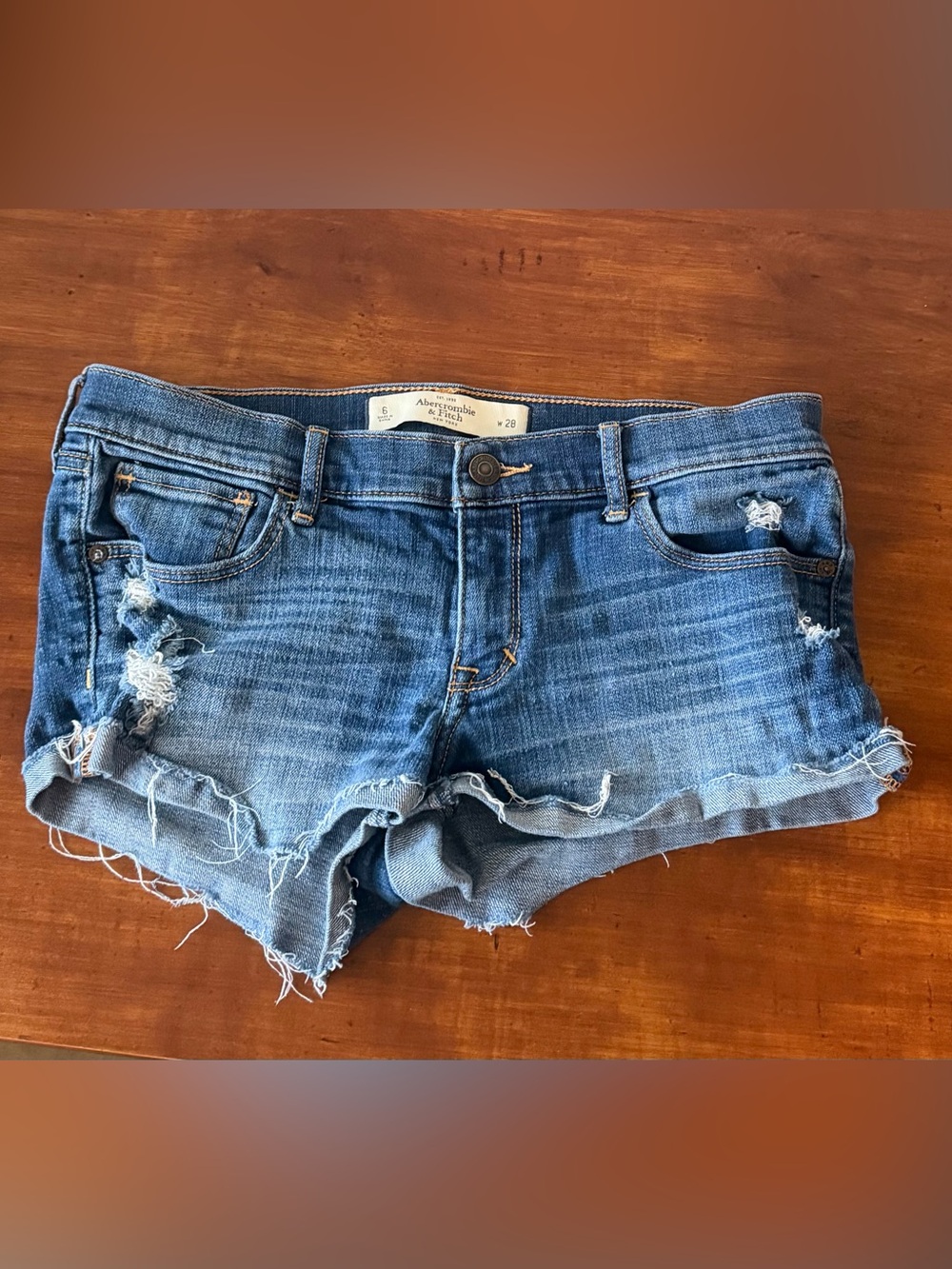 Abercrombie & Fitch Denim Shorts Distressed Cuffed Size 6